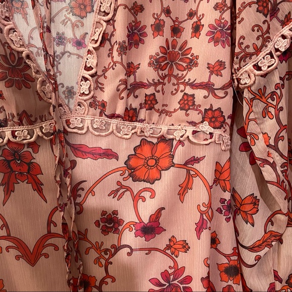 Saffron Burnout Floral Silk Blend Dress - M, NWT - Picture 12 of 14